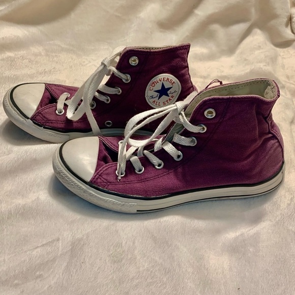 Converse All Star Sneakers 3Y fits Womens 5-6 Chuck Taylor Purple white Athletic - Picture 5 of 14
